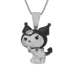 NEW Paved Zircon Kuromi Bling, Iced, Drip Pendant Necklace Kawaii Character